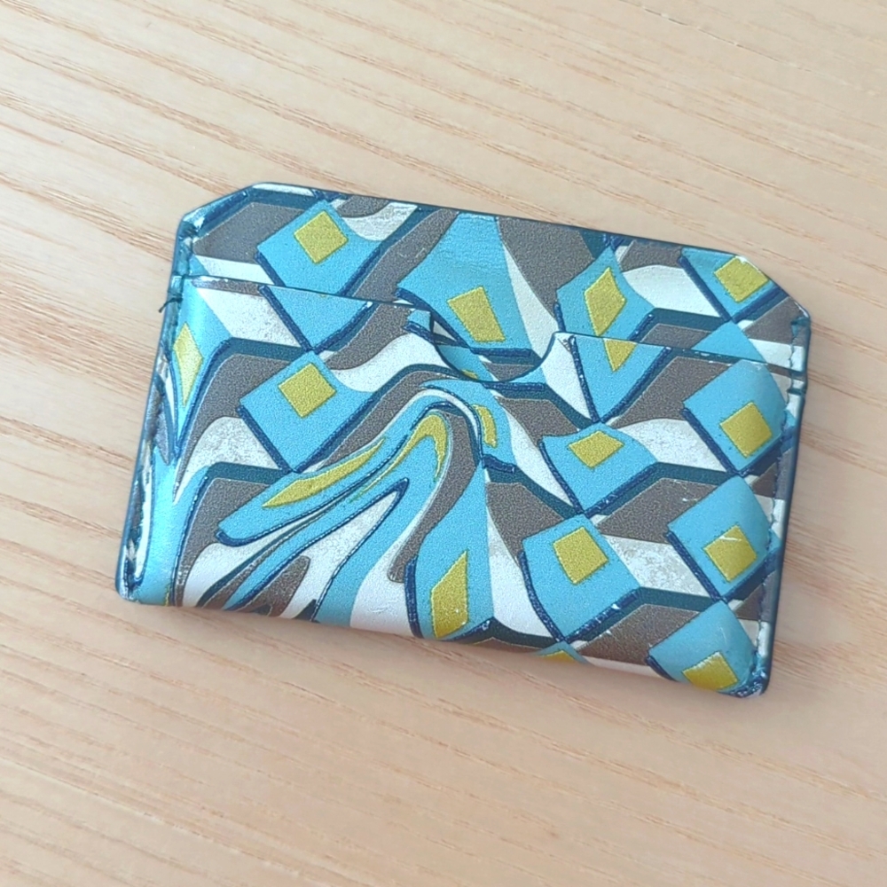 Dries Van Noten Leather Geo Print Card Holder